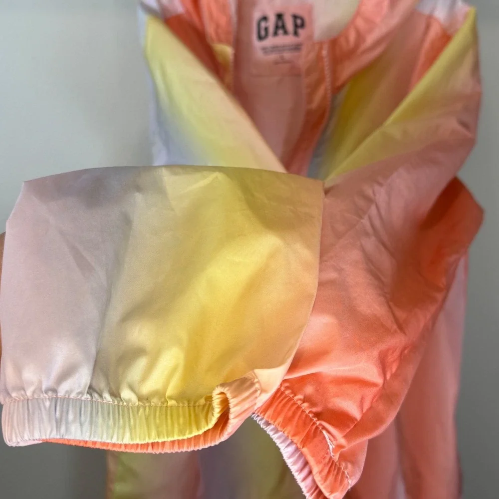 Gap Kids Girls Pastel Ombre Half Zip Hooded Windbreaker Jacket Pink Yellow 0385